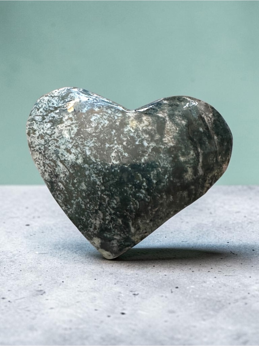 Moss Agate Crystal Heart